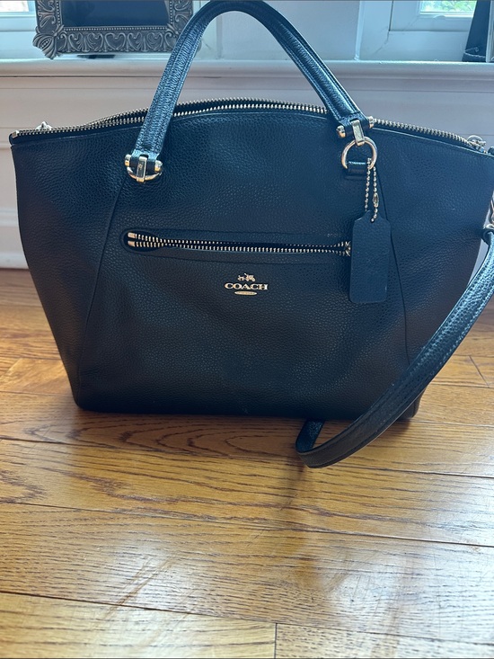 Coach Handbags - Coach Black Pebbled Leather Tote with Zip Pocket
